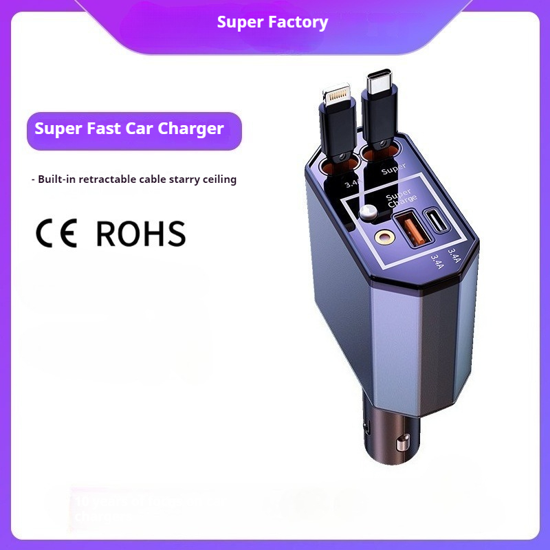 120W Car Charger with Telescop - Fast Charging Cable review and price