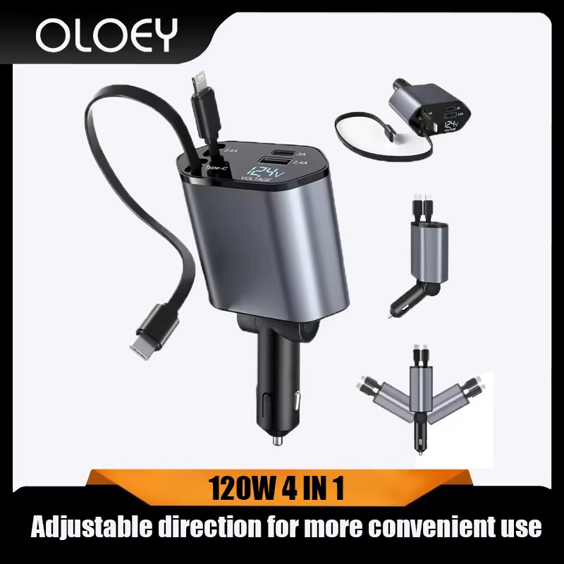 120W 4 in 1 retractable car ch - Fast Charging Cable review and price