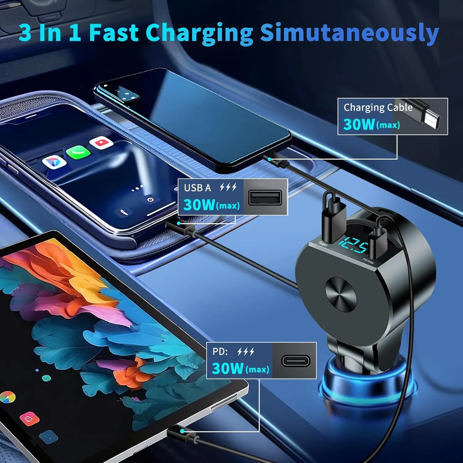 Upgraded Retractable Car Charg - Fast Charging Cable review and price